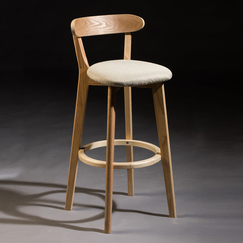 Modern Armless Backrest Counter Stool Wood Bar Stool with Cushion and Pedal Khaki Natural 1 Piece Clearhalo 'Bar Furniture' 'Bar Stools' 'bar_stools' 'furn' 'furn_bar_stools' 'furniture_bar_stools' 'Kitchen & Dining Furniture' 'kitchen&dining_furn' 'kitchen' 'kitchen_furn' Furniture' 4639603