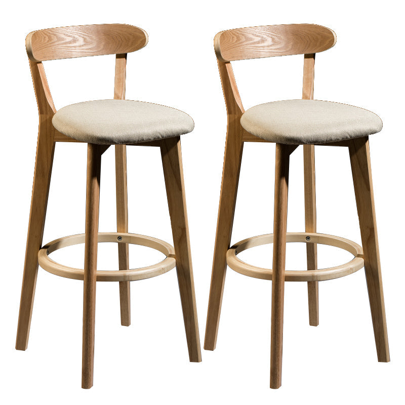 Modern Armless Backrest Counter Stool Wood Bar Stool with Cushion and Pedal Khaki Natural 2 Piece Set Clearhalo 'Bar Furniture' 'Bar Stools' 'bar_stools' 'furn' 'furn_bar_stools' 'furniture_bar_stools' 'Kitchen & Dining Furniture' 'kitchen&dining_furn' 'kitchen' 'kitchen_furn' Furniture' 4639604