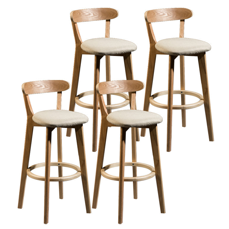 Modern Armless Backrest Counter Stool Wood Bar Stool with Cushion and Pedal Khaki Natural 4 Piece Set Clearhalo 'Bar Furniture' 'Bar Stools' 'bar_stools' 'furn' 'furn_bar_stools' 'furniture_bar_stools' 'Kitchen & Dining Furniture' 'kitchen&dining_furn' 'kitchen' 'kitchen_furn' Furniture' 4639605