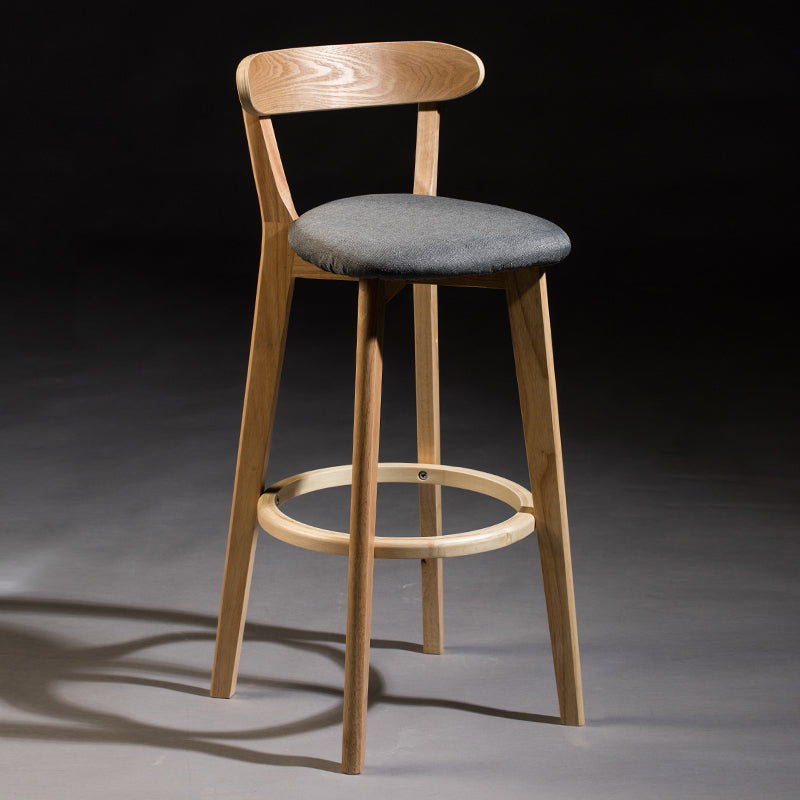 Modern Armless Backrest Counter Stool Wood Bar Stool with Cushion and Pedal Smoke Gray Natural 1 Piece Clearhalo 'Bar Furniture' 'Bar Stools' 'bar_stools' 'furn' 'furn_bar_stools' 'furniture_bar_stools' 'Kitchen & Dining Furniture' 'kitchen&dining_furn' 'kitchen' 'kitchen_furn' Furniture' 4639606