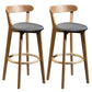 Modern Armless Backrest Counter Stool Wood Bar Stool with Cushion and Pedal Smoke Gray Natural 2 Piece Set Clearhalo 'Bar Furniture' 'Bar Stools' 'bar_stools' 'furn' 'furn_bar_stools' 'furniture_bar_stools' 'Kitchen & Dining Furniture' 'kitchen&dining_furn' 'kitchen' 'kitchen_furn' Furniture' 4639607