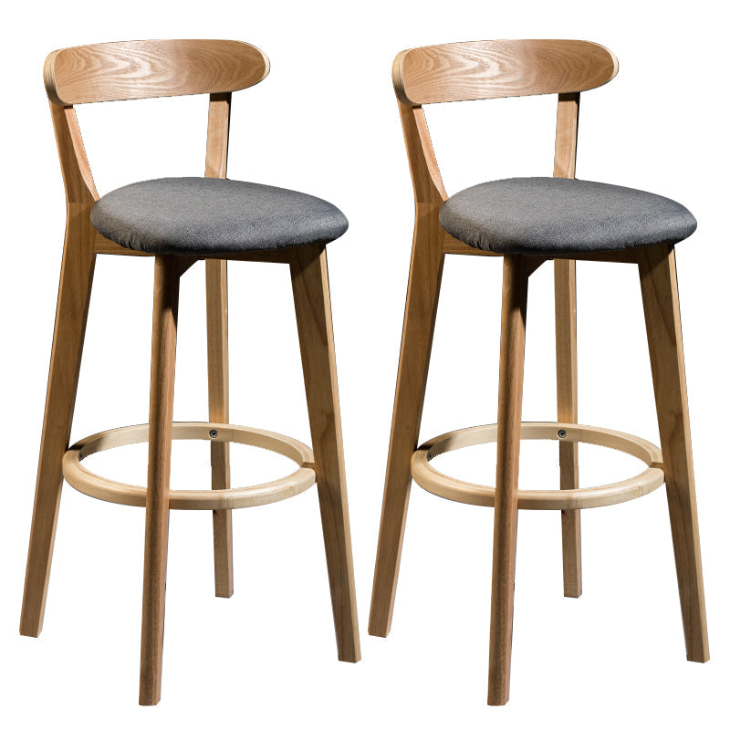 Modern Armless Backrest Counter Stool Wood Bar Stool with Cushion and Pedal Smoke Gray Natural 2 Piece Set Clearhalo 'Bar Furniture' 'Bar Stools' 'bar_stools' 'furn' 'furn_bar_stools' 'furniture_bar_stools' 'Kitchen & Dining Furniture' 'kitchen&dining_furn' 'kitchen' 'kitchen_furn' Furniture' 4639607