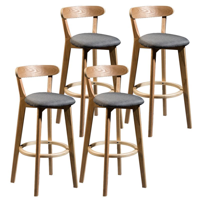 Modern Armless Backrest Counter Stool Wood Bar Stool with Cushion and Pedal Smoke Gray Natural 4 Piece Set Clearhalo 'Bar Furniture' 'Bar Stools' 'bar_stools' 'furn' 'furn_bar_stools' 'furniture_bar_stools' 'Kitchen & Dining Furniture' 'kitchen&dining_furn' 'kitchen' 'kitchen_furn' Furniture' 4639608