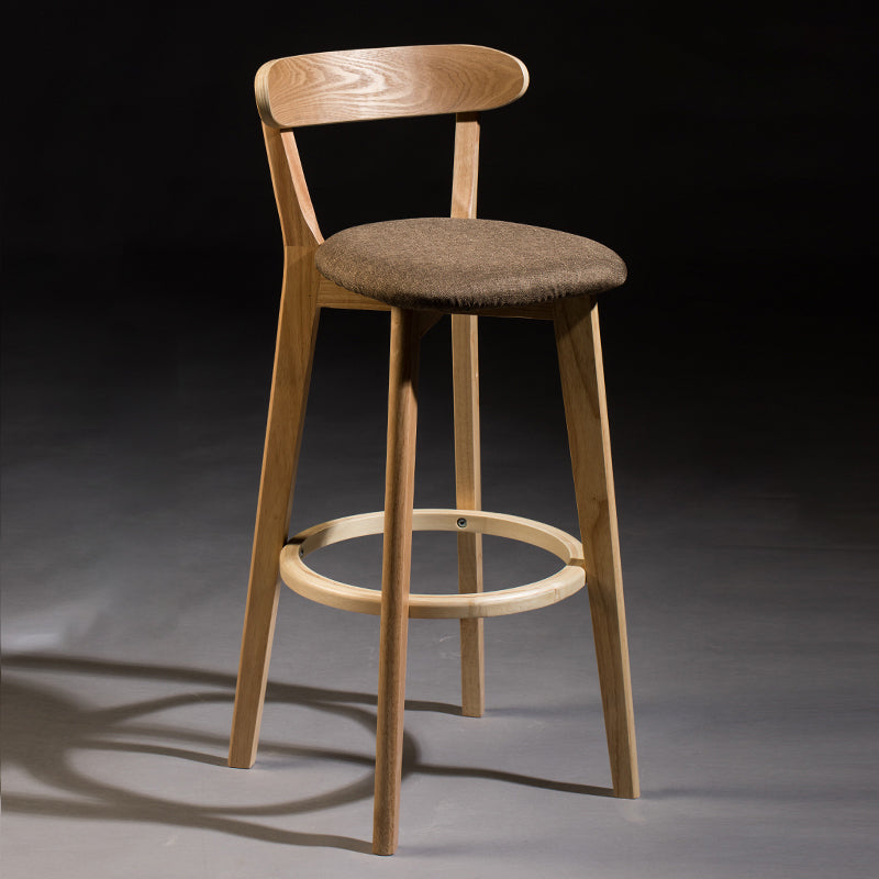Modern Armless Backrest Counter Stool Wood Bar Stool with Cushion and Pedal Coffee Natural 1 Piece Clearhalo 'Bar Furniture' 'Bar Stools' 'bar_stools' 'furn' 'furn_bar_stools' 'furniture_bar_stools' 'Kitchen & Dining Furniture' 'kitchen&dining_furn' 'kitchen' 'kitchen_furn' Furniture' 4639609