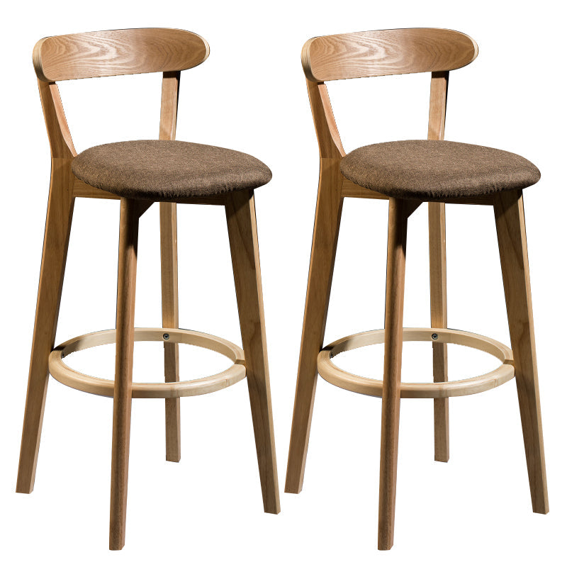 Modern Armless Backrest Counter Stool Wood Bar Stool with Cushion and Pedal Coffee Natural 2 Piece Set Clearhalo 'Bar Furniture' 'Bar Stools' 'bar_stools' 'furn' 'furn_bar_stools' 'furniture_bar_stools' 'Kitchen & Dining Furniture' 'kitchen&dining_furn' 'kitchen' 'kitchen_furn' Furniture' 4639610