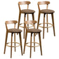 Modern Armless Backrest Counter Stool Wood Bar Stool with Cushion and Pedal Coffee Natural 4 Piece Set Clearhalo 'Bar Furniture' 'Bar Stools' 'bar_stools' 'furn' 'furn_bar_stools' 'furniture_bar_stools' 'Kitchen & Dining Furniture' 'kitchen&dining_furn' 'kitchen' 'kitchen_furn' Furniture' 4639611