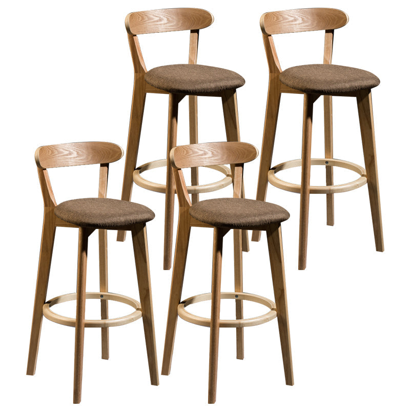 Modern Armless Backrest Counter Stool Wood Bar Stool with Cushion and Pedal Coffee Natural 4 Piece Set Clearhalo 'Bar Furniture' 'Bar Stools' 'bar_stools' 'furn' 'furn_bar_stools' 'furniture_bar_stools' 'Kitchen & Dining Furniture' 'kitchen&dining_furn' 'kitchen' 'kitchen_furn' Furniture' 4639611