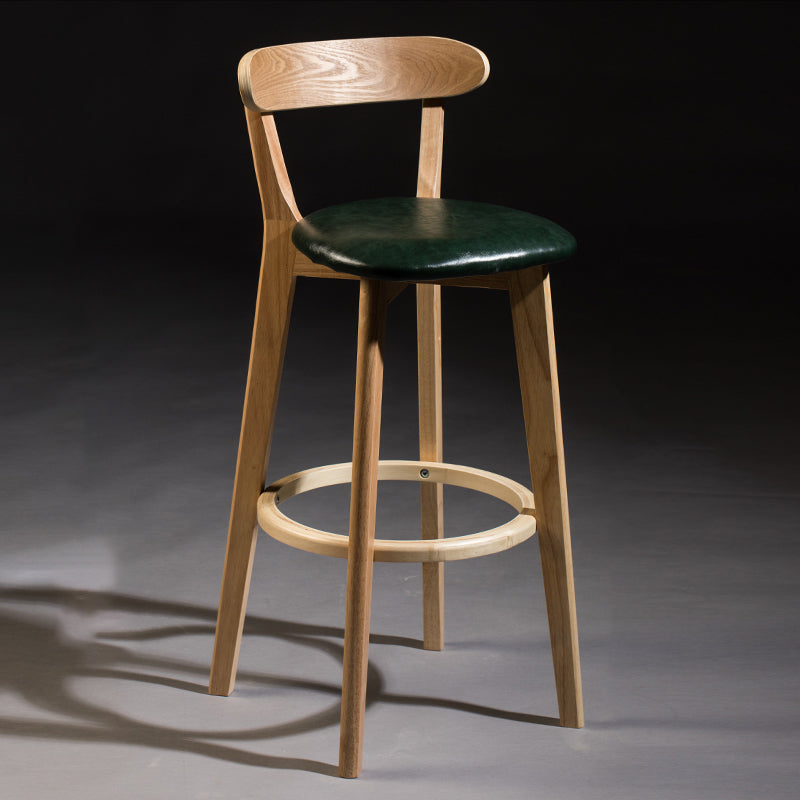 Modern Armless Backrest Counter Stool Wood Bar Stool with Cushion and Pedal Blackish Green Natural 1 Piece Clearhalo 'Bar Furniture' 'Bar Stools' 'bar_stools' 'furn' 'furn_bar_stools' 'furniture_bar_stools' 'Kitchen & Dining Furniture' 'kitchen&dining_furn' 'kitchen' 'kitchen_furn' Furniture' 4639612