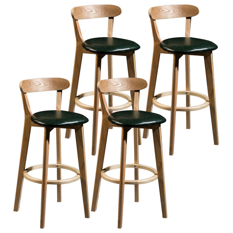 Modern Armless Backrest Counter Stool Wood Bar Stool with Cushion and Pedal Blackish Green Natural 4 Piece Set Clearhalo 'Bar Furniture' 'Bar Stools' 'bar_stools' 'furn' 'furn_bar_stools' 'furniture_bar_stools' 'Kitchen & Dining Furniture' 'kitchen&dining_furn' 'kitchen' 'kitchen_furn' Furniture' 4639614