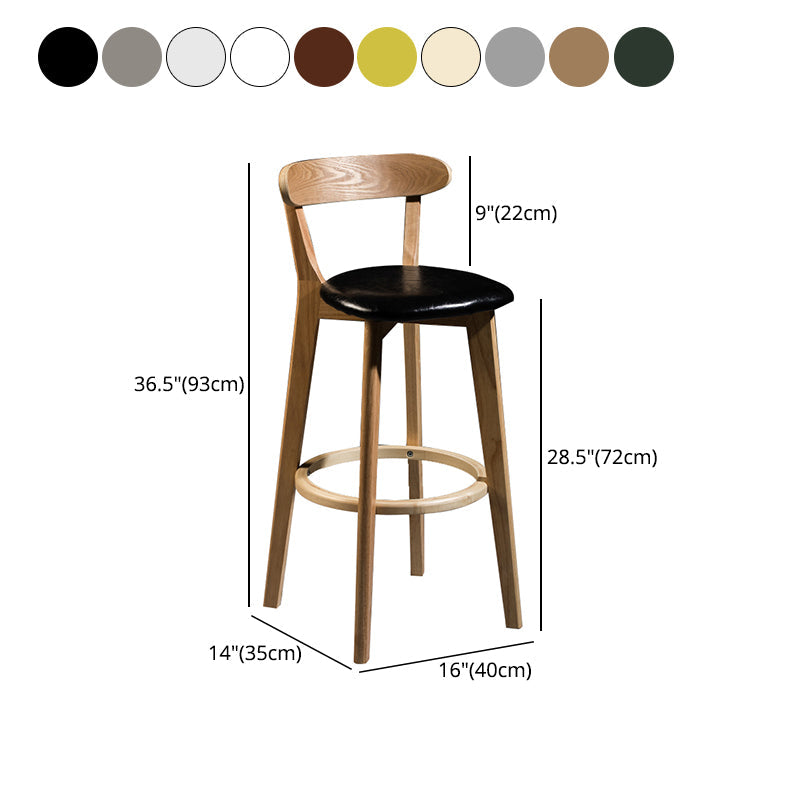 Modern Armless Backrest Counter Stool Wood Bar Stool with Cushion and Pedal Clearhalo 'Bar Furniture' 'Bar Stools' 'bar_stools' 'furn' 'furn_bar_stools' 'furniture_bar_stools' 'Kitchen & Dining Furniture' 'kitchen&dining_furn' 'kitchen' 'kitchen_furn' Furniture' 4639615