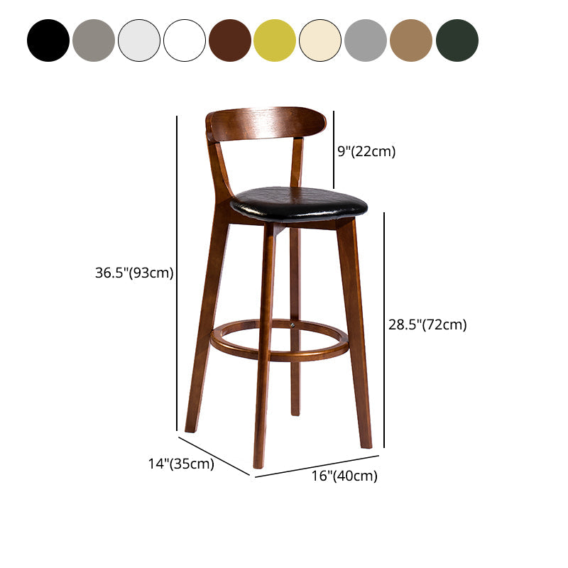 Modern Armless Backrest Counter Stool Wood Bar Stool with Cushion and Pedal Clearhalo 'Bar Furniture' 'Bar Stools' 'bar_stools' 'furn' 'furn_bar_stools' 'furniture_bar_stools' 'Kitchen & Dining Furniture' 'kitchen&dining_furn' 'kitchen' 'kitchen_furn' Furniture' 4639616