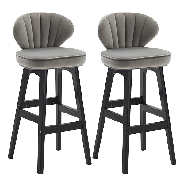 Modern Armless Backrest Counter Stool Kitchen Wood Bar Stool with Cushion and Pedal Grey 2 Piece Set Counter Stool(27"H) Clearhalo 'Bar Furniture' 'Bar Stools' 'bar_stools' 'furn' 'furn_bar_stools' 'furniture_bar_stools' 'Kitchen & Dining Furniture' 'kitchen&dining_furn' 'kitchen' 'kitchen_furn' Furniture' 4639619