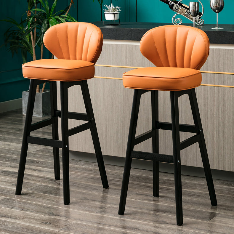 Modern Armless Backrest Counter Stool Kitchen Wood Bar Stool with Cushion and Pedal Clearhalo 'Bar Furniture' 'Bar Stools' 'bar_stools' 'furn' 'furn_bar_stools' 'furniture_bar_stools' 'Kitchen & Dining Furniture' 'kitchen&dining_furn' 'kitchen' 'kitchen_furn' Furniture' 4639621
