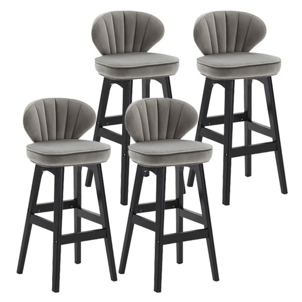 Modern Armless Backrest Counter Stool Kitchen Wood Bar Stool with Cushion and Pedal Grey 4 Piece Set Counter Stool(27"H) Clearhalo 'Bar Furniture' 'Bar Stools' 'bar_stools' 'furn' 'furn_bar_stools' 'furniture_bar_stools' 'Kitchen & Dining Furniture' 'kitchen&dining_furn' 'kitchen' 'kitchen_furn' Furniture' 4639622