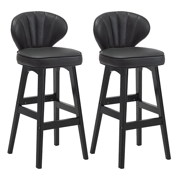 Modern Armless Backrest Counter Stool Kitchen Wood Bar Stool with Cushion and Pedal Dark Gray 2 Piece Set Counter Stool(27"H) Clearhalo 'Bar Furniture' 'Bar Stools' 'bar_stools' 'furn' 'furn_bar_stools' 'furniture_bar_stools' 'Kitchen & Dining Furniture' 'kitchen&dining_furn' 'kitchen' 'kitchen_furn' Furniture' 4639626