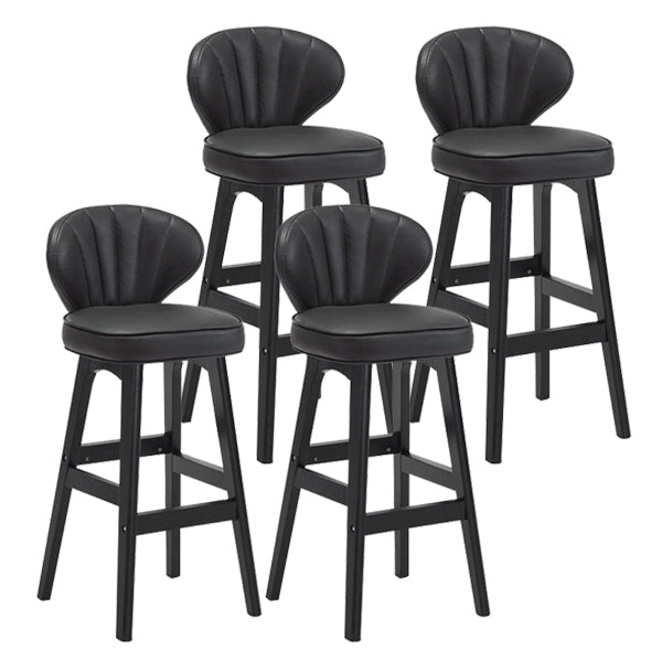 Modern Armless Backrest Counter Stool Kitchen Wood Bar Stool with Cushion and Pedal Dark Gray 4 Piece Set Counter Stool(27"H) Clearhalo 'Bar Furniture' 'Bar Stools' 'bar_stools' 'furn' 'furn_bar_stools' 'furniture_bar_stools' 'Kitchen & Dining Furniture' 'kitchen&dining_furn' 'kitchen' 'kitchen_furn' Furniture' 4639628