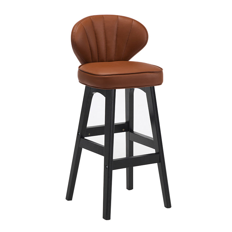 Modern Armless Backrest Counter Stool Kitchen Wood Bar Stool with Cushion and Pedal Brown 1 Piece Counter Stool(27"H) Clearhalo 'Bar Furniture' 'Bar Stools' 'bar_stools' 'furn' 'furn_bar_stools' 'furniture_bar_stools' 'Kitchen & Dining Furniture' 'kitchen&dining_furn' 'kitchen' 'kitchen_furn' Furniture' 4639635