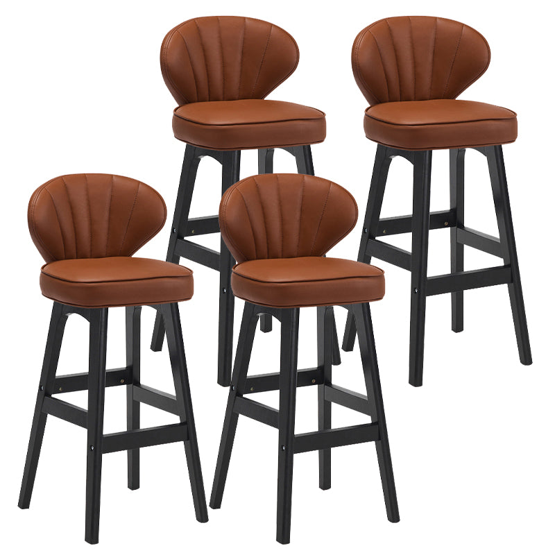 Modern Armless Backrest Counter Stool Kitchen Wood Bar Stool with Cushion and Pedal Brown 4 Piece Set Counter Stool(27"H) Clearhalo 'Bar Furniture' 'Bar Stools' 'bar_stools' 'furn' 'furn_bar_stools' 'furniture_bar_stools' 'Kitchen & Dining Furniture' 'kitchen&dining_furn' 'kitchen' 'kitchen_furn' Furniture' 4639637