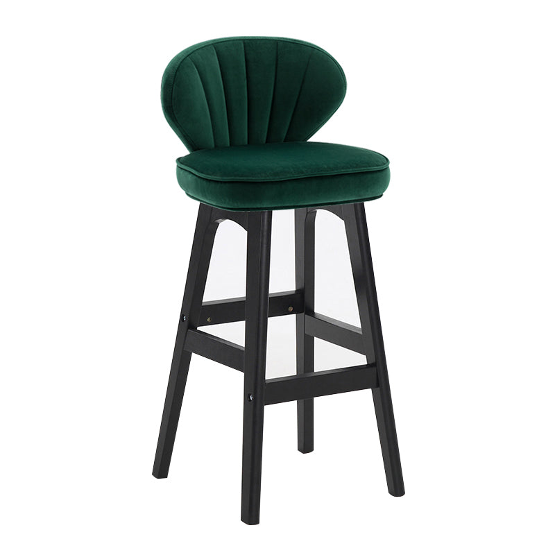 Modern Armless Backrest Counter Stool Kitchen Wood Bar Stool with Cushion and Pedal Green 1 Piece Counter Stool(27"H) Clearhalo 'Bar Furniture' 'Bar Stools' 'bar_stools' 'furn' 'furn_bar_stools' 'furniture_bar_stools' 'Kitchen & Dining Furniture' 'kitchen&dining_furn' 'kitchen' 'kitchen_furn' Furniture' 4639638