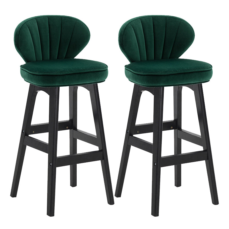 Modern Armless Backrest Counter Stool Kitchen Wood Bar Stool with Cushion and Pedal Green 2 Piece Set Counter Stool(27"H) Clearhalo 'Bar Furniture' 'Bar Stools' 'bar_stools' 'furn' 'furn_bar_stools' 'furniture_bar_stools' 'Kitchen & Dining Furniture' 'kitchen&dining_furn' 'kitchen' 'kitchen_furn' Furniture' 4639639