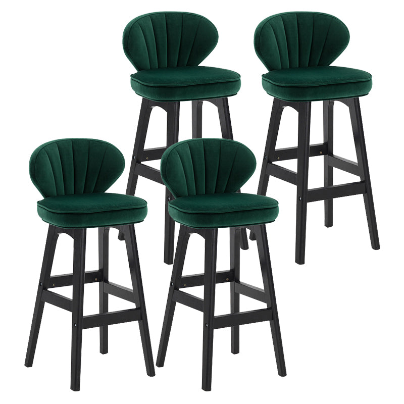 Modern Armless Backrest Counter Stool Kitchen Wood Bar Stool with Cushion and Pedal Green 4 Piece Set Counter Stool(27"H) Clearhalo 'Bar Furniture' 'Bar Stools' 'bar_stools' 'furn' 'furn_bar_stools' 'furniture_bar_stools' 'Kitchen & Dining Furniture' 'kitchen&dining_furn' 'kitchen' 'kitchen_furn' Furniture' 4639640