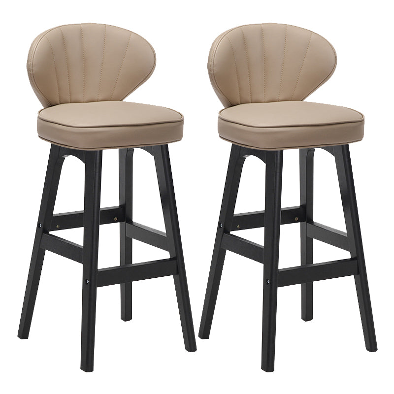 Modern Armless Backrest Counter Stool Kitchen Wood Bar Stool with Cushion and Pedal Khaki 2 Piece Set Counter Stool(27"H) Clearhalo 'Bar Furniture' 'Bar Stools' 'bar_stools' 'furn' 'furn_bar_stools' 'furniture_bar_stools' 'Kitchen & Dining Furniture' 'kitchen&dining_furn' 'kitchen' 'kitchen_furn' Furniture' 4639642