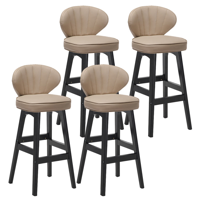 Modern Armless Backrest Counter Stool Kitchen Wood Bar Stool with Cushion and Pedal Khaki 4 Piece Set Counter Stool(27"H) Clearhalo 'Bar Furniture' 'Bar Stools' 'bar_stools' 'furn' 'furn_bar_stools' 'furniture_bar_stools' 'Kitchen & Dining Furniture' 'kitchen&dining_furn' 'kitchen' 'kitchen_furn' Furniture' 4639643