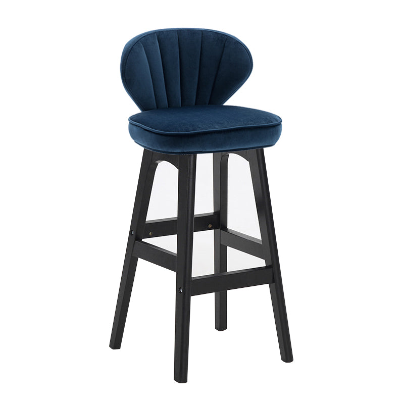 Modern Armless Backrest Counter Stool Kitchen Wood Bar Stool with Cushion and Pedal Lake Blue 1 Piece Counter Stool(27"H) Clearhalo 'Bar Furniture' 'Bar Stools' 'bar_stools' 'furn' 'furn_bar_stools' 'furniture_bar_stools' 'Kitchen & Dining Furniture' 'kitchen&dining_furn' 'kitchen' 'kitchen_furn' Furniture' 4639644