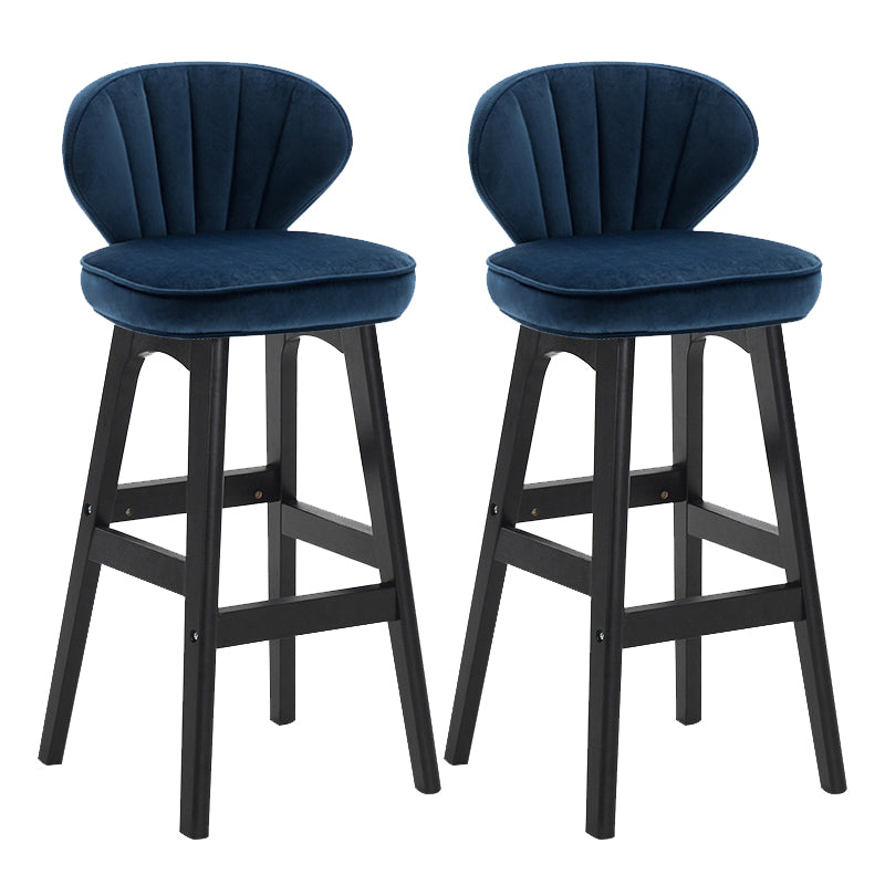 Modern Armless Backrest Counter Stool Kitchen Wood Bar Stool with Cushion and Pedal Lake Blue 2 Piece Set Counter Stool(27"H) Clearhalo 'Bar Furniture' 'Bar Stools' 'bar_stools' 'furn' 'furn_bar_stools' 'furniture_bar_stools' 'Kitchen & Dining Furniture' 'kitchen&dining_furn' 'kitchen' 'kitchen_furn' Furniture' 4639645