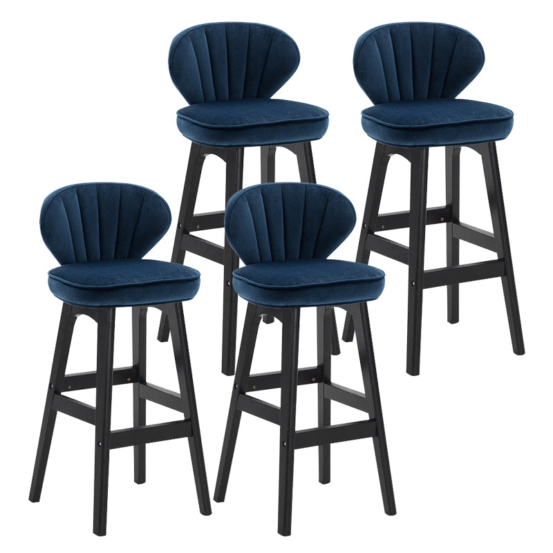 Modern Armless Backrest Counter Stool Kitchen Wood Bar Stool with Cushion and Pedal Lake Blue 4 Piece Set Counter Stool(27"H) Clearhalo 'Bar Furniture' 'Bar Stools' 'bar_stools' 'furn' 'furn_bar_stools' 'furniture_bar_stools' 'Kitchen & Dining Furniture' 'kitchen&dining_furn' 'kitchen' 'kitchen_furn' Furniture' 4639646