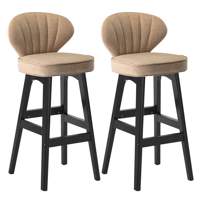 Modern Armless Backrest Counter Stool Kitchen Wood Bar Stool with Cushion and Pedal Gray-Khaki 2 Piece Set Counter Stool(27"H) Clearhalo 'Bar Furniture' 'Bar Stools' 'bar_stools' 'furn' 'furn_bar_stools' 'furniture_bar_stools' 'Kitchen & Dining Furniture' 'kitchen&dining_furn' 'kitchen' 'kitchen_furn' Furniture' 4639648