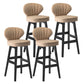 Modern Armless Backrest Counter Stool Kitchen Wood Bar Stool with Cushion and Pedal Gray-Khaki 4 Piece Set Counter Stool(27"H) Clearhalo 'Bar Furniture' 'Bar Stools' 'bar_stools' 'furn' 'furn_bar_stools' 'furniture_bar_stools' 'Kitchen & Dining Furniture' 'kitchen&dining_furn' 'kitchen' 'kitchen_furn' Furniture' 4639649