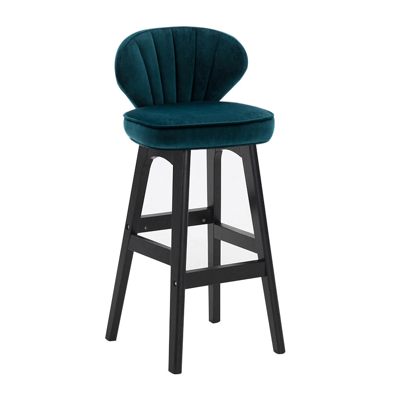 Modern Armless Backrest Counter Stool Kitchen Wood Bar Stool with Cushion and Pedal Dark Blue 1 Piece Counter Stool(27"H) Clearhalo 'Bar Furniture' 'Bar Stools' 'bar_stools' 'furn' 'furn_bar_stools' 'furniture_bar_stools' 'Kitchen & Dining Furniture' 'kitchen&dining_furn' 'kitchen' 'kitchen_furn' Furniture' 4639650