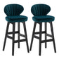 Modern Armless Backrest Counter Stool Kitchen Wood Bar Stool with Cushion and Pedal Dark Blue 2 Piece Set Counter Stool(27"H) Clearhalo 'Bar Furniture' 'Bar Stools' 'bar_stools' 'furn' 'furn_bar_stools' 'furniture_bar_stools' 'Kitchen & Dining Furniture' 'kitchen&dining_furn' 'kitchen' 'kitchen_furn' Furniture' 4639651