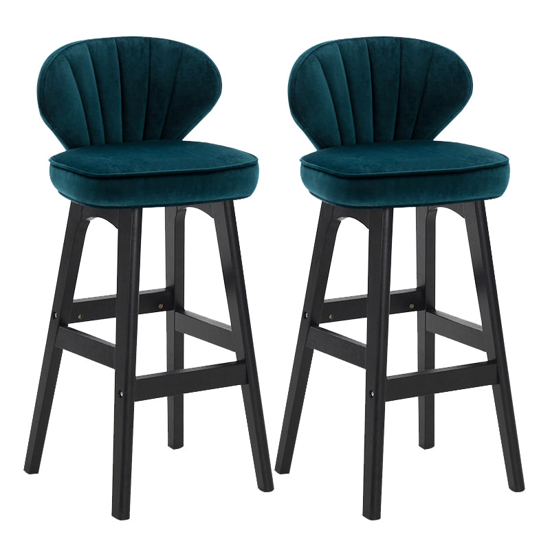 Modern Armless Backrest Counter Stool Kitchen Wood Bar Stool with Cushion and Pedal Dark Blue 2 Piece Set Counter Stool(27"H) Clearhalo 'Bar Furniture' 'Bar Stools' 'bar_stools' 'furn' 'furn_bar_stools' 'furniture_bar_stools' 'Kitchen & Dining Furniture' 'kitchen&dining_furn' 'kitchen' 'kitchen_furn' Furniture' 4639651