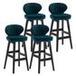 Modern Armless Backrest Counter Stool Kitchen Wood Bar Stool with Cushion and Pedal Dark Blue 4 Piece Set Counter Stool(27"H) Clearhalo 'Bar Furniture' 'Bar Stools' 'bar_stools' 'furn' 'furn_bar_stools' 'furniture_bar_stools' 'Kitchen & Dining Furniture' 'kitchen&dining_furn' 'kitchen' 'kitchen_furn' Furniture' 4639652