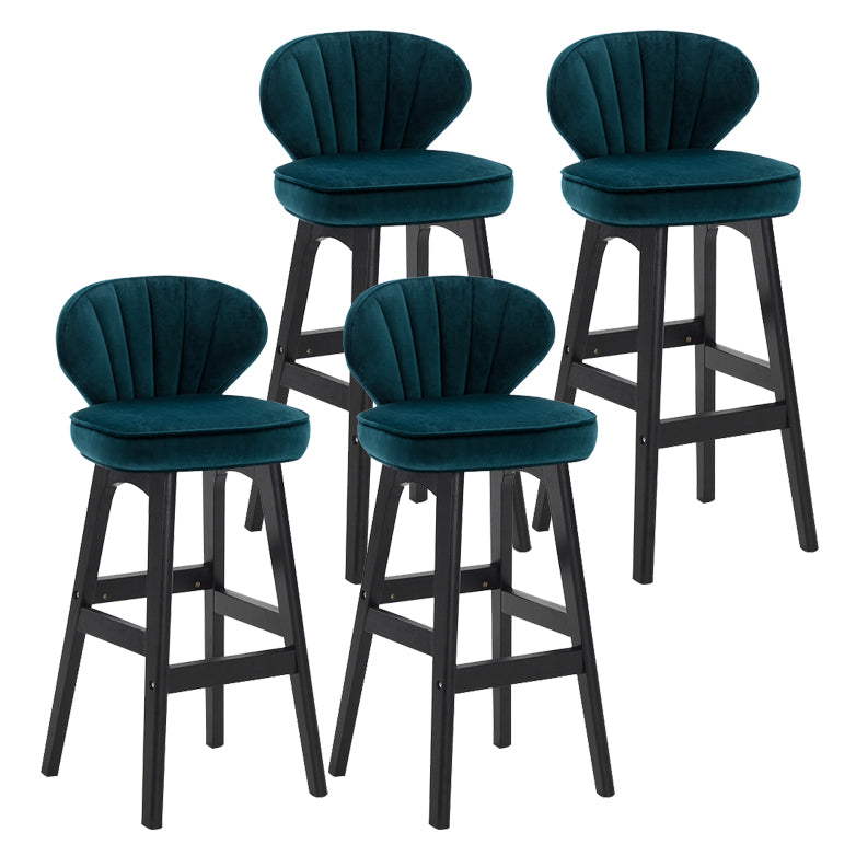 Modern Armless Backrest Counter Stool Kitchen Wood Bar Stool with Cushion and Pedal Dark Blue 4 Piece Set Counter Stool(27"H) Clearhalo 'Bar Furniture' 'Bar Stools' 'bar_stools' 'furn' 'furn_bar_stools' 'furniture_bar_stools' 'Kitchen & Dining Furniture' 'kitchen&dining_furn' 'kitchen' 'kitchen_furn' Furniture' 4639652