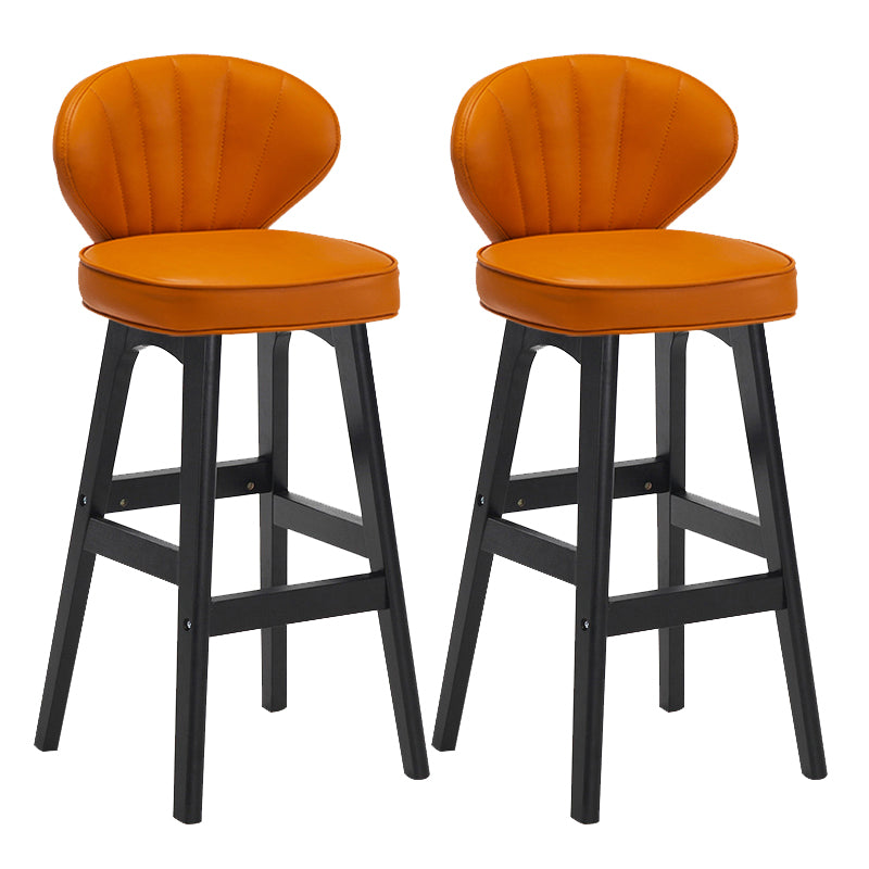 Modern Armless Backrest Counter Stool Kitchen Wood Bar Stool with Cushion and Pedal Orange 2 Piece Set Counter Stool(27"H) Clearhalo 'Bar Furniture' 'Bar Stools' 'bar_stools' 'furn' 'furn_bar_stools' 'furniture_bar_stools' 'Kitchen & Dining Furniture' 'kitchen&dining_furn' 'kitchen' 'kitchen_furn' Furniture' 4639654