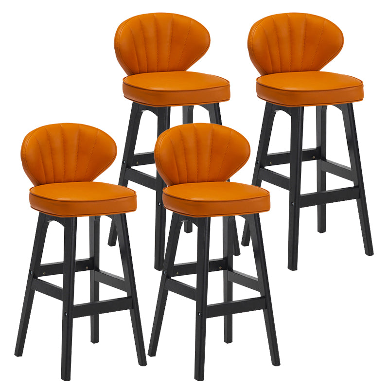 Modern Armless Backrest Counter Stool Kitchen Wood Bar Stool with Cushion and Pedal Orange 4 Piece Set Counter Stool(27"H) Clearhalo 'Bar Furniture' 'Bar Stools' 'bar_stools' 'furn' 'furn_bar_stools' 'furniture_bar_stools' 'Kitchen & Dining Furniture' 'kitchen&dining_furn' 'kitchen' 'kitchen_furn' Furniture' 4639655