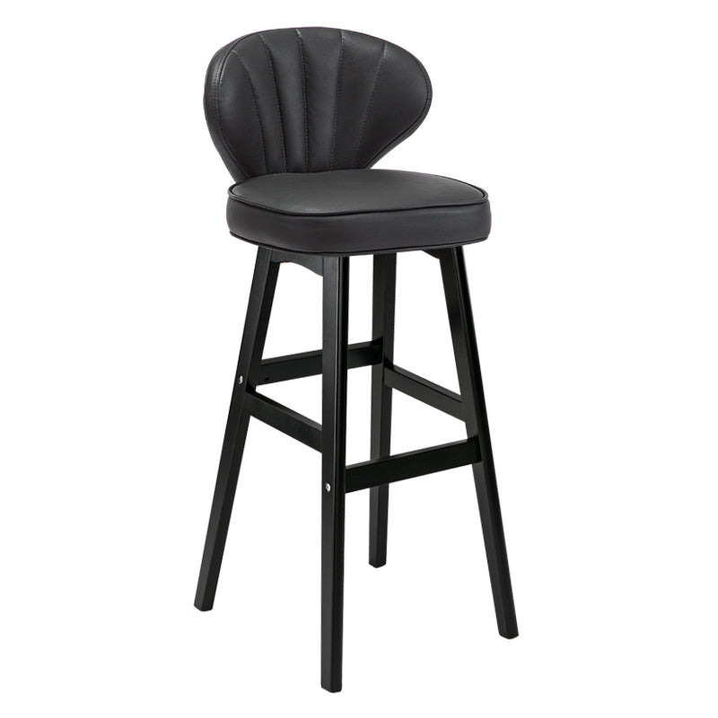 Modern Armless Backrest Counter Stool Kitchen Wood Bar Stool with Cushion and Pedal Dark Gray 1 Piece Bar Stool(30"H) Clearhalo 'Bar Furniture' 'Bar Stools' 'bar_stools' 'furn' 'furn_bar_stools' 'furniture_bar_stools' 'Kitchen & Dining Furniture' 'kitchen&dining_furn' 'kitchen' 'kitchen_furn' Furniture' 4639659