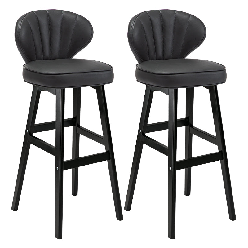 Modern Armless Backrest Counter Stool Kitchen Wood Bar Stool with Cushion and Pedal Dark Gray 2 Piece Set Bar Stool(30"H) Clearhalo 'Bar Furniture' 'Bar Stools' 'bar_stools' 'furn' 'furn_bar_stools' 'furniture_bar_stools' 'Kitchen & Dining Furniture' 'kitchen&dining_furn' 'kitchen' 'kitchen_furn' Furniture' 4639660