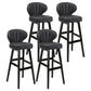 Modern Armless Backrest Counter Stool Kitchen Wood Bar Stool with Cushion and Pedal Dark Gray 4 Piece Set Bar Stool(30"H) Clearhalo 'Bar Furniture' 'Bar Stools' 'bar_stools' 'furn' 'furn_bar_stools' 'furniture_bar_stools' 'Kitchen & Dining Furniture' 'kitchen&dining_furn' 'kitchen' 'kitchen_furn' Furniture' 4639661