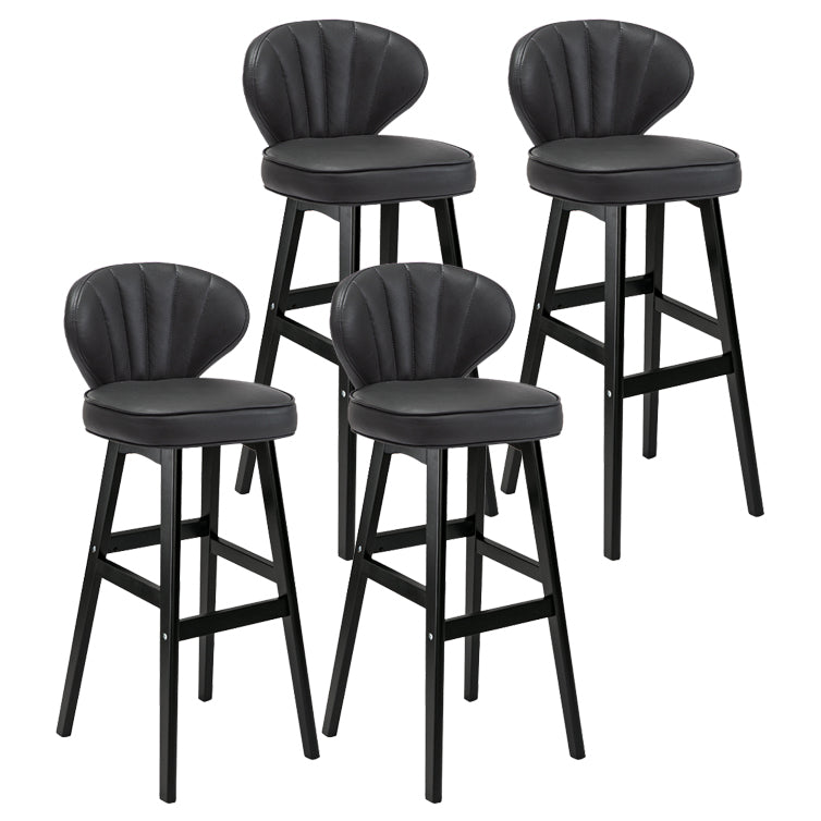 Modern Armless Backrest Counter Stool Kitchen Wood Bar Stool with Cushion and Pedal Dark Gray 4 Piece Set Bar Stool(30"H) Clearhalo 'Bar Furniture' 'Bar Stools' 'bar_stools' 'furn' 'furn_bar_stools' 'furniture_bar_stools' 'Kitchen & Dining Furniture' 'kitchen&dining_furn' 'kitchen' 'kitchen_furn' Furniture' 4639661