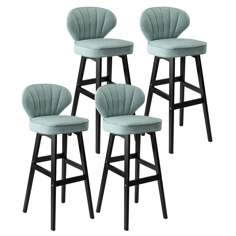 Modern Armless Backrest Counter Stool Kitchen Wood Bar Stool with Cushion and Pedal Pewter 4 Piece Set Bar Stool(30"H) Clearhalo 'Bar Furniture' 'Bar Stools' 'bar_stools' 'furn' 'furn_bar_stools' 'furniture_bar_stools' 'Kitchen & Dining Furniture' 'kitchen&dining_furn' 'kitchen' 'kitchen_furn' Furniture' 4639664