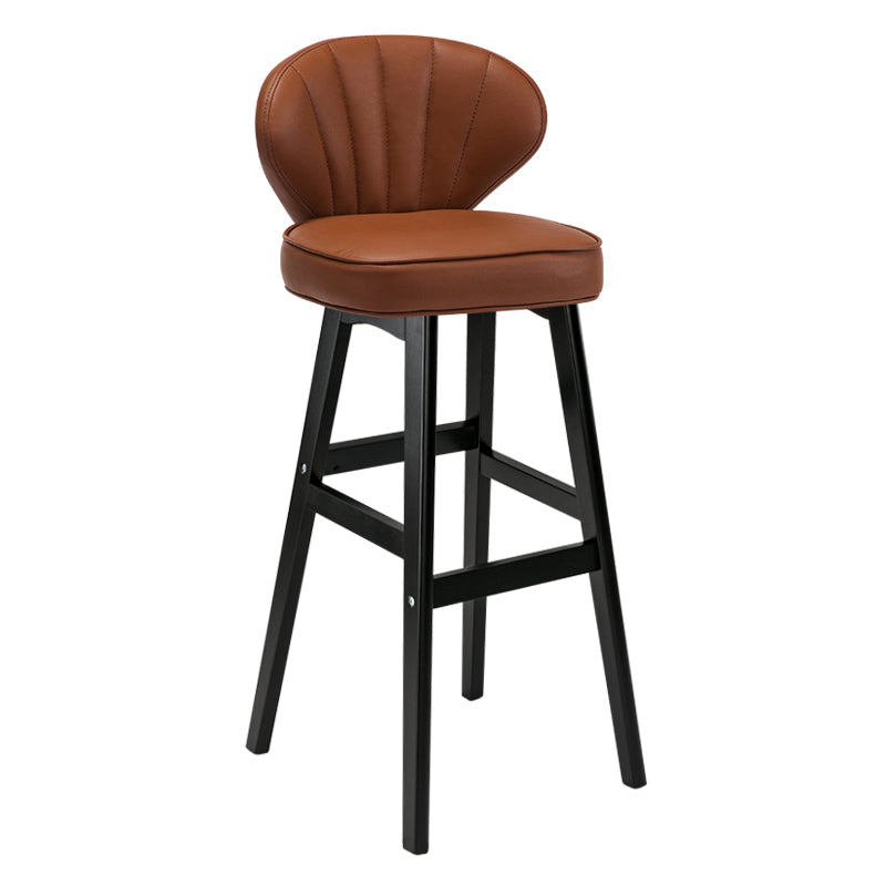 Modern Armless Backrest Counter Stool Kitchen Wood Bar Stool with Cushion and Pedal Brown 1 Piece Bar Stool(30"H) Clearhalo 'Bar Furniture' 'Bar Stools' 'bar_stools' 'furn' 'furn_bar_stools' 'furniture_bar_stools' 'Kitchen & Dining Furniture' 'kitchen&dining_furn' 'kitchen' 'kitchen_furn' Furniture' 4639665