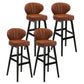Modern Armless Backrest Counter Stool Kitchen Wood Bar Stool with Cushion and Pedal Brown 4 Piece Set Bar Stool(30"H) Clearhalo 'Bar Furniture' 'Bar Stools' 'bar_stools' 'furn' 'furn_bar_stools' 'furniture_bar_stools' 'Kitchen & Dining Furniture' 'kitchen&dining_furn' 'kitchen' 'kitchen_furn' Furniture' 4639667