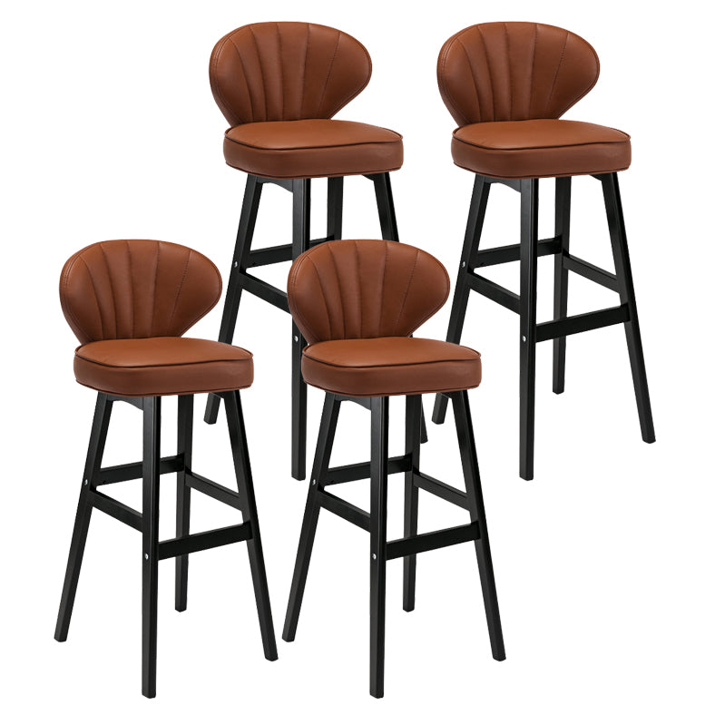 Modern Armless Backrest Counter Stool Kitchen Wood Bar Stool with Cushion and Pedal Brown 4 Piece Set Bar Stool(30"H) Clearhalo 'Bar Furniture' 'Bar Stools' 'bar_stools' 'furn' 'furn_bar_stools' 'furniture_bar_stools' 'Kitchen & Dining Furniture' 'kitchen&dining_furn' 'kitchen' 'kitchen_furn' Furniture' 4639667