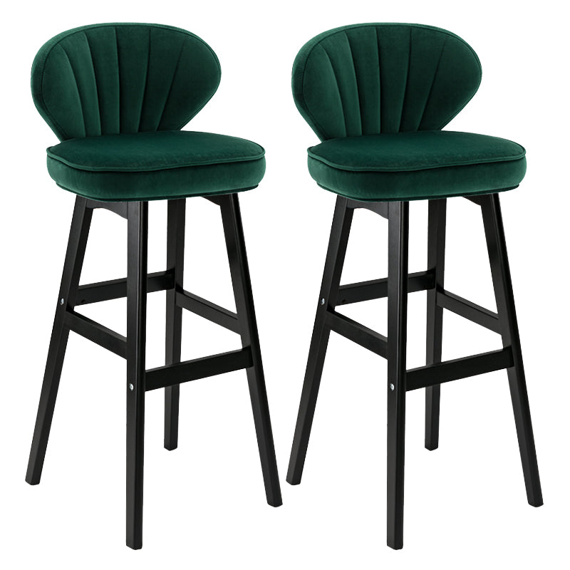 Modern Armless Backrest Counter Stool Kitchen Wood Bar Stool with Cushion and Pedal Green 2 Piece Set Bar Stool(30"H) Clearhalo 'Bar Furniture' 'Bar Stools' 'bar_stools' 'furn' 'furn_bar_stools' 'furniture_bar_stools' 'Kitchen & Dining Furniture' 'kitchen&dining_furn' 'kitchen' 'kitchen_furn' Furniture' 4639669