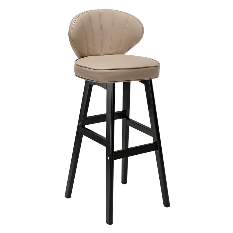 Modern Armless Backrest Counter Stool Kitchen Wood Bar Stool with Cushion and Pedal Khaki 1 Piece Bar Stool(30"H) Clearhalo 'Bar Furniture' 'Bar Stools' 'bar_stools' 'furn' 'furn_bar_stools' 'furniture_bar_stools' 'Kitchen & Dining Furniture' 'kitchen&dining_furn' 'kitchen' 'kitchen_furn' Furniture' 4639671