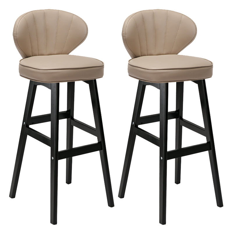 Modern Armless Backrest Counter Stool Kitchen Wood Bar Stool with Cushion and Pedal Khaki 2 Piece Set Bar Stool(30"H) Clearhalo 'Bar Furniture' 'Bar Stools' 'bar_stools' 'furn' 'furn_bar_stools' 'furniture_bar_stools' 'Kitchen & Dining Furniture' 'kitchen&dining_furn' 'kitchen' 'kitchen_furn' Furniture' 4639672